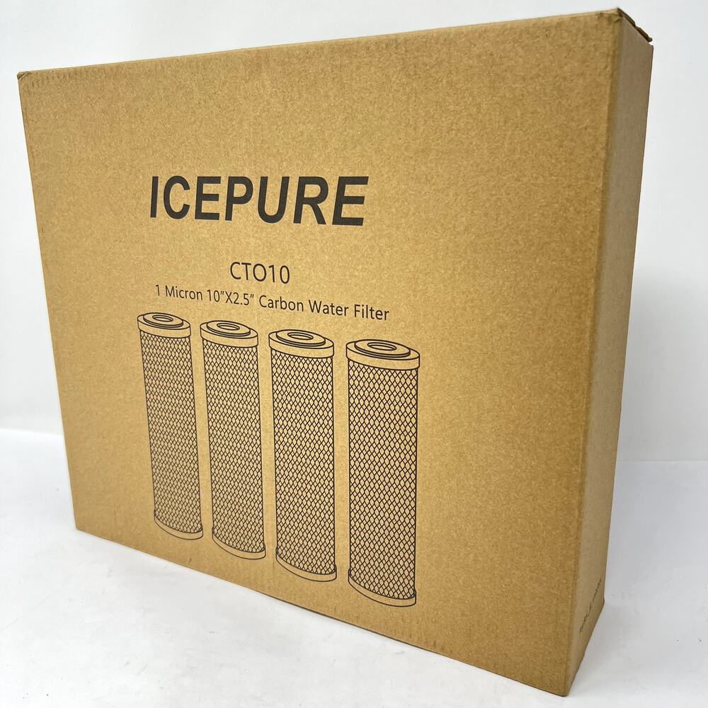 4x IcePure CT010 1 Micron 10.5”X12”X3" Carbon Water Filter Cartridge Replacement